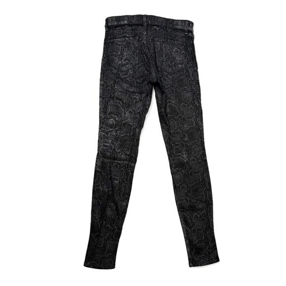 J Brand Leggings Size 25 Shinny Black Boa Snake Print Coated Skinny Jeans - Picture 6 of 13